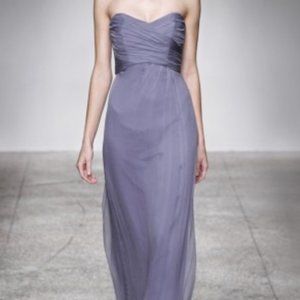 Amsale Strapless Silk Purple Bridesmaid Dress Chiffon Ethereal A-Line